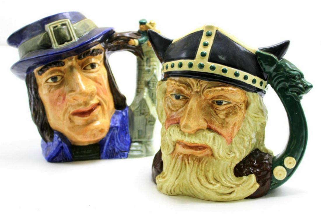 Two Royal Doulton Character Toby Mug: Two Royal Doulton character toby mug includes gulliver and viking measures 6" x 7"
