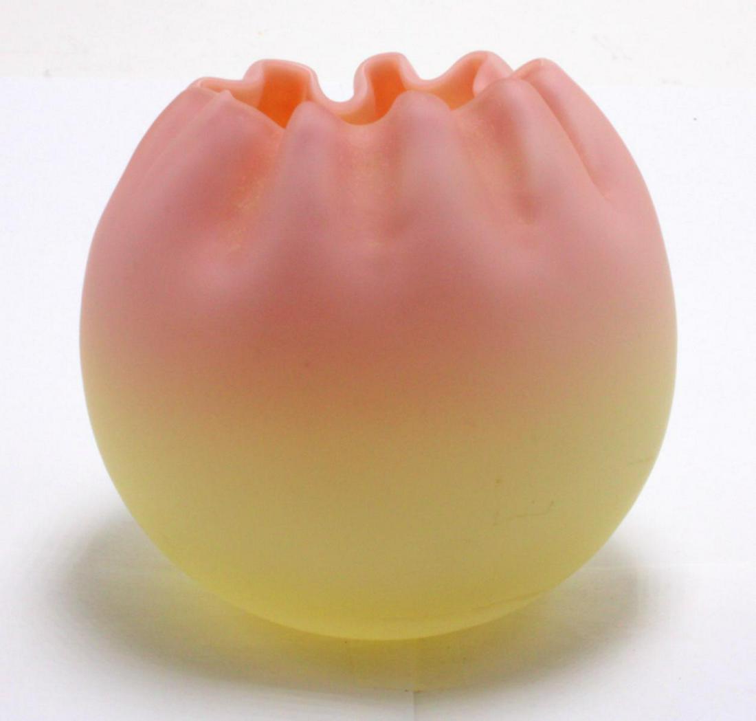 Thomas Webb and Sons Queen Burmese Rose Bowl: Thomas Webb and sons Queen Burmese rose bowl measures 2 7/8" High