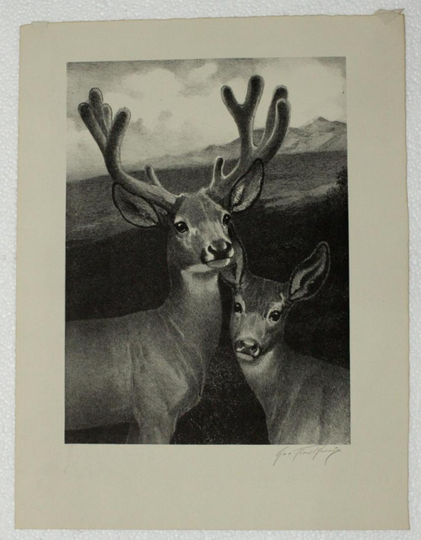 Signed George Ford Morris Limited Edition Original: George Ford Morris (American, 1873-1960) limited edition original lithograph in the velvet pencil signed lower right. Published by associated American artist with the issue labels sight measures 16" x