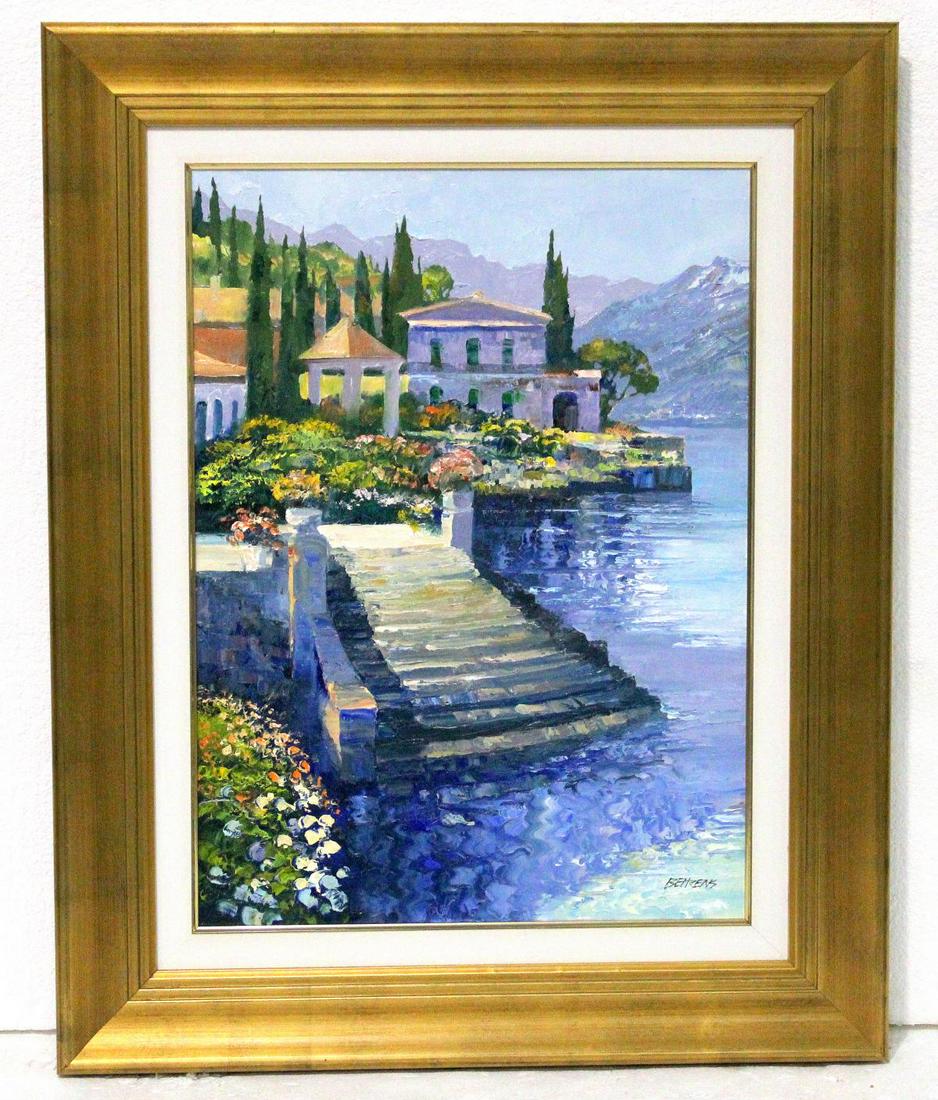 Signed Howard Behrens Original Oil Painting on Canvas: Howard Behrens (American, 1933-2014) original oil painting on canvas Italy Forever III signed lower right measures 30" x 22" matte and frame is 4 1/2". Comes with certificate of authenticity and appra