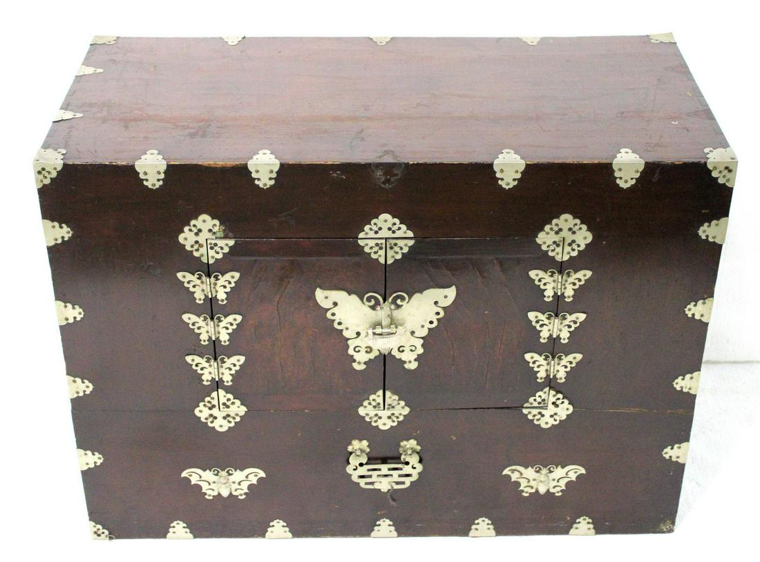 Antique Korean Two Door Cabinet: Antique Korean two door cabinet measures 24" x 34" x 16"