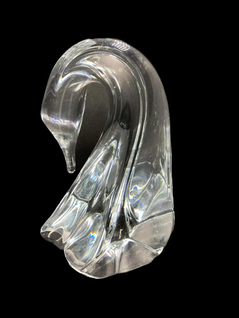 Daum France Clear Crystal Swan Figure: Daum France Clear Crystal Swan Figure measures 7" High