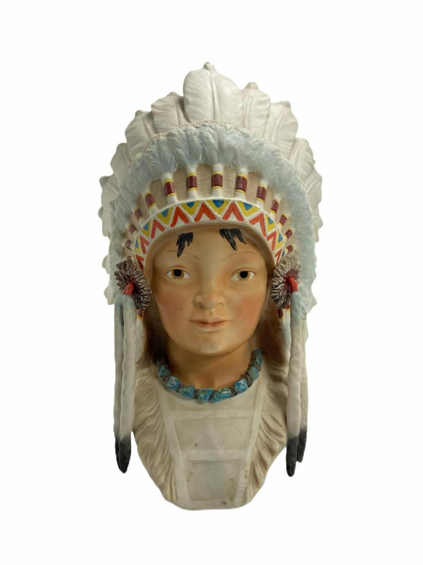 Cybis Porcelain Indian Bust: Cybis Porcelain Indian Bust measures 12" H x 6" W