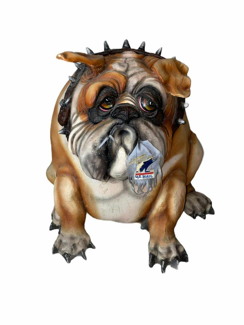 Signed Todd Warner American Ceramic Painted Sculpture: Todd Warner (American, 1945) Ceramic Painted Sculpture Titled Mail Call 1996. Bulldog with fragment of postal workers clothing in his mouth signed, dated and editoned 067/105 comes with original invoi