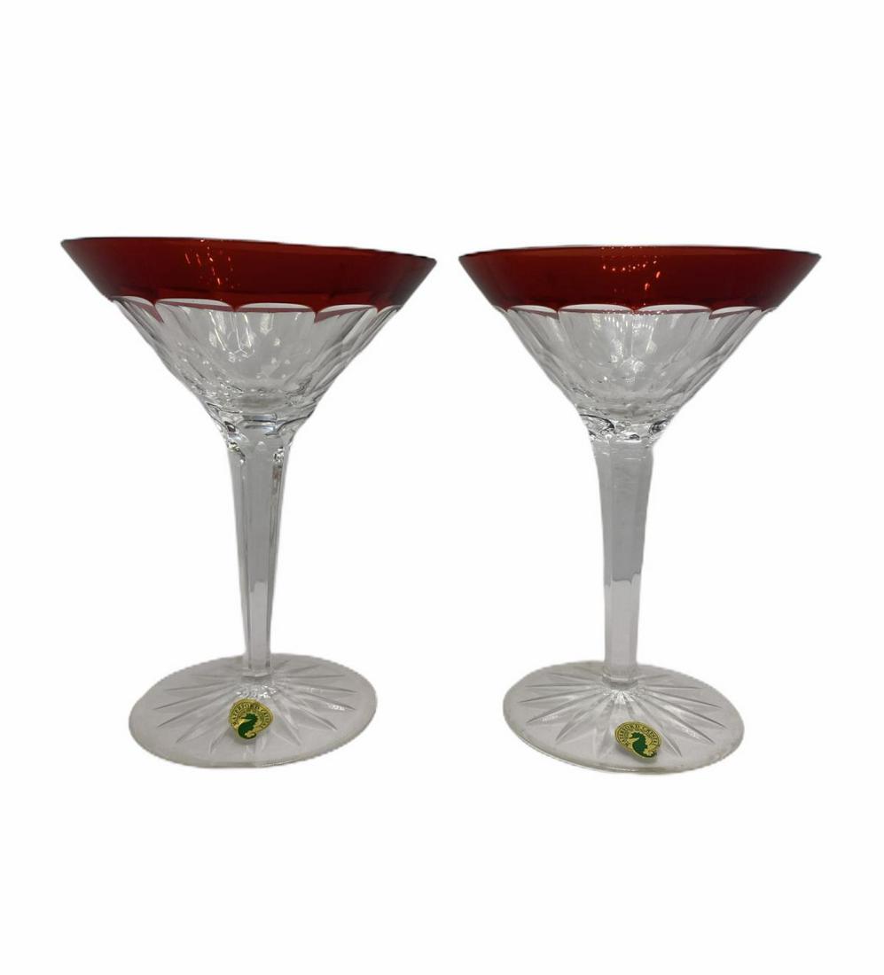 Two Waterford Crystal Simply Red Ruby Cut to Clear: Two Waterford Crystal Simply Red Ruby Cut to Clear Martini Glasses measures 7 1/2" High x 5 1/2" DIA