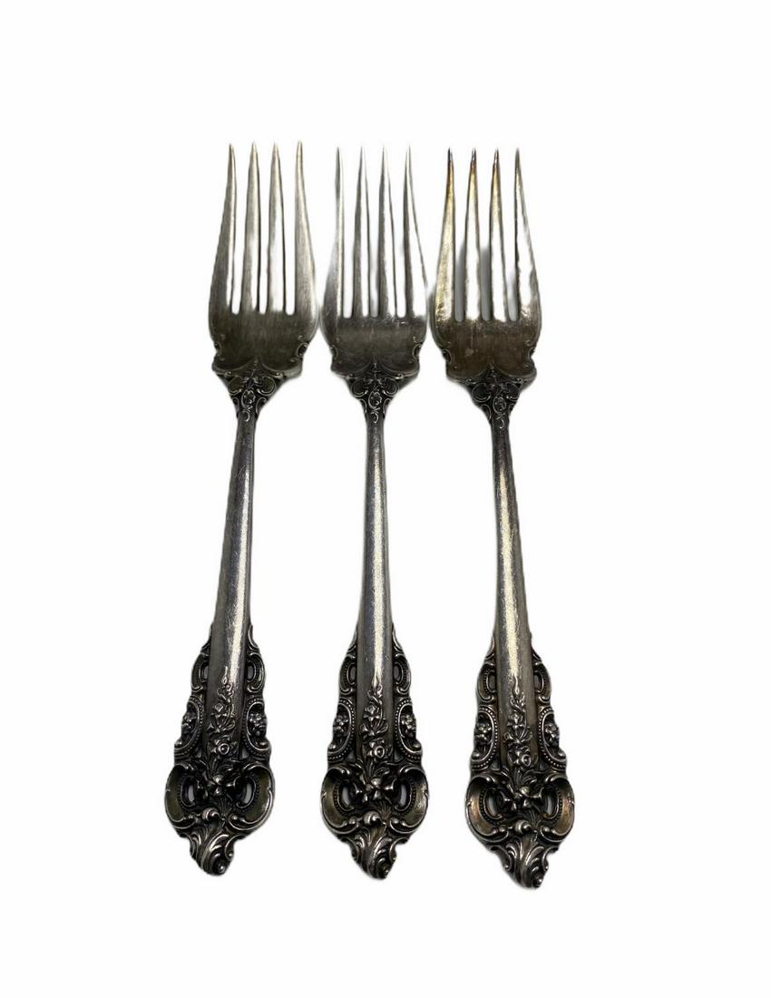 Three Wallace Grand Baroque Sterling Silver Serving: Three Wallace Grand Baroque Sterling Silver Serving Forks measures 8 1/8" OZT