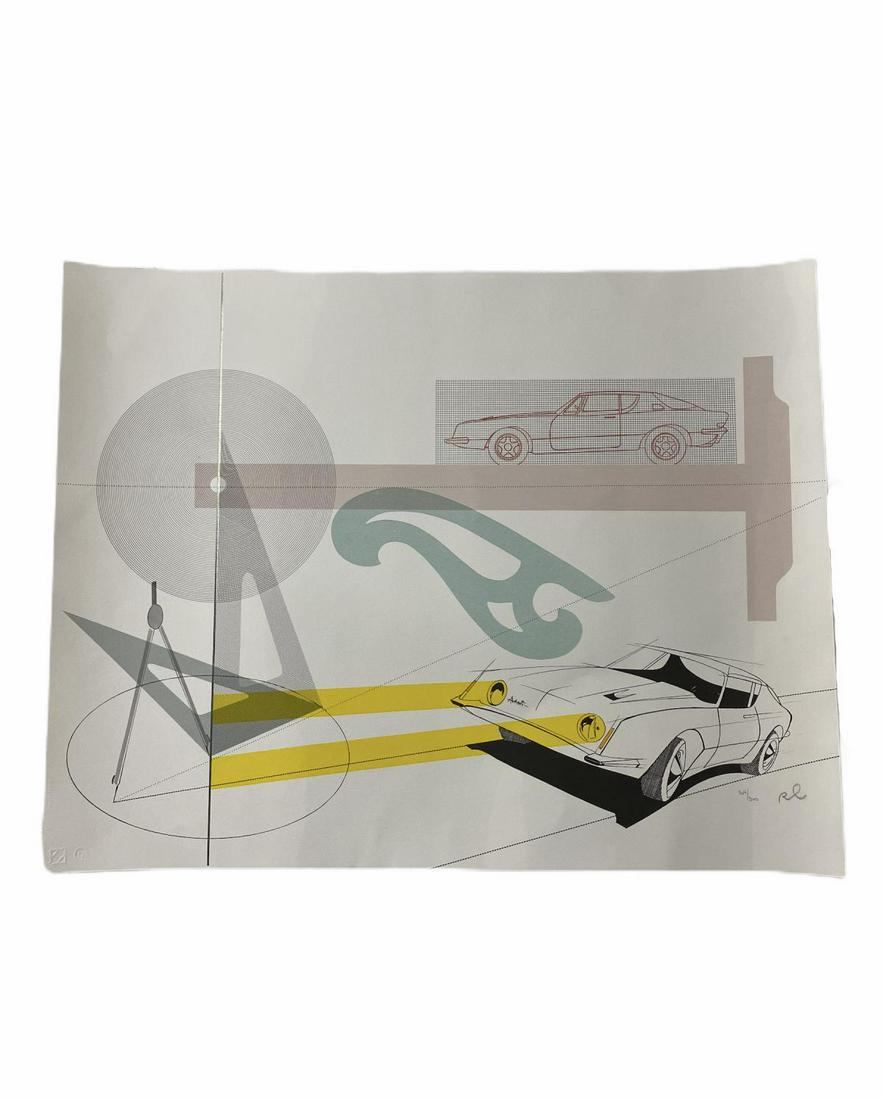 Signed Raymond Loewy Lithograph on Paper Avanti II: Raymond Loewy (1893-1986) Lithograph on Paper Avanti II signed and numbered 169/300 measures 22" x 28" unframed. Comes with certificate of authenticity