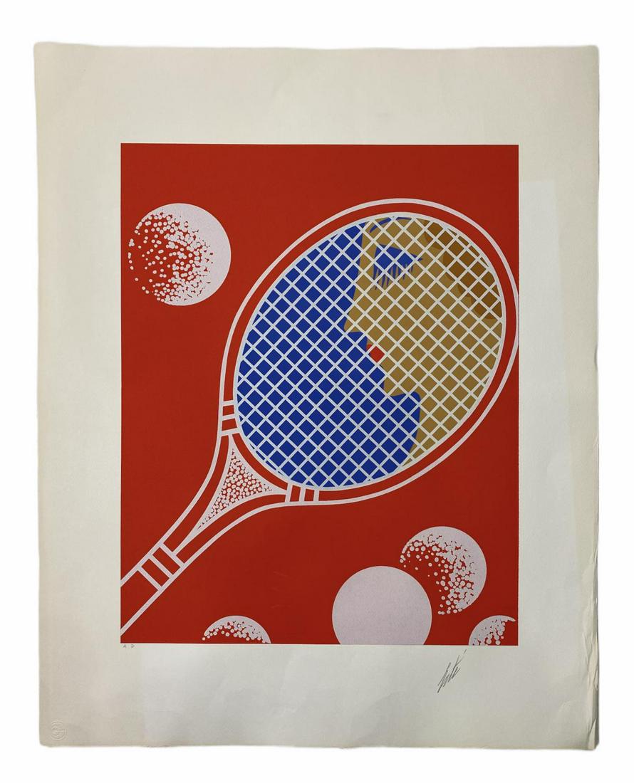 Signed Erte Serigraph on Paper Tennis I: Erte Serigraph on Paper Tennis I A.P. signed lower right measures 30" x 24"