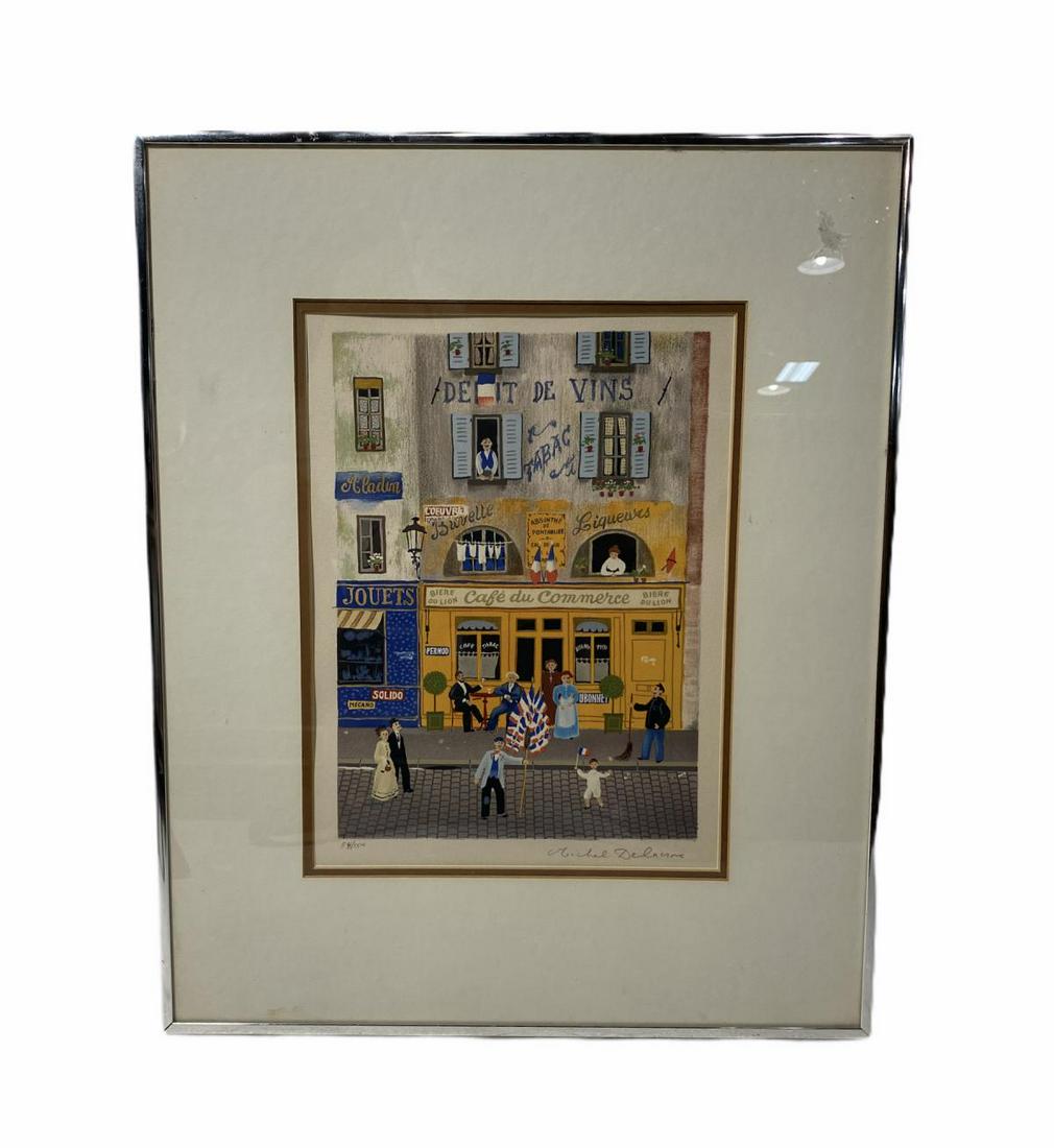 Signed Michel Delacroix Lithograph in Color Undrapeoux: Michel Delacroix (French, 1933) Lithograph in Color Undrapeoux signed and numbered 54/150 measures 14 1/2" x 10 1/2", 4" frame