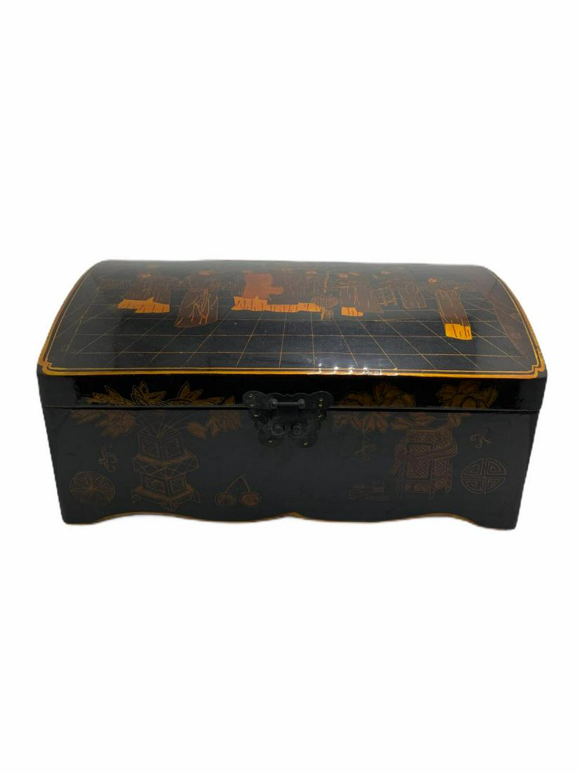 Large Japanese Lacquer Box: Large Japanese Lacquer Box measures 6 1/4" x 15 3/4" x 9 1/4"