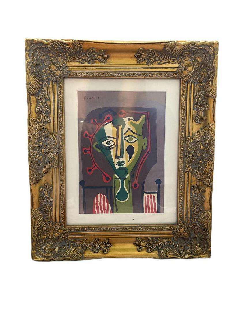 Signed Pablo Picasso Oil Painting: Signed Pablo Picasso (Spanish, 1881-1973) oil painting with authentication measures 13" x 10 1/4", 3 1/2" frame