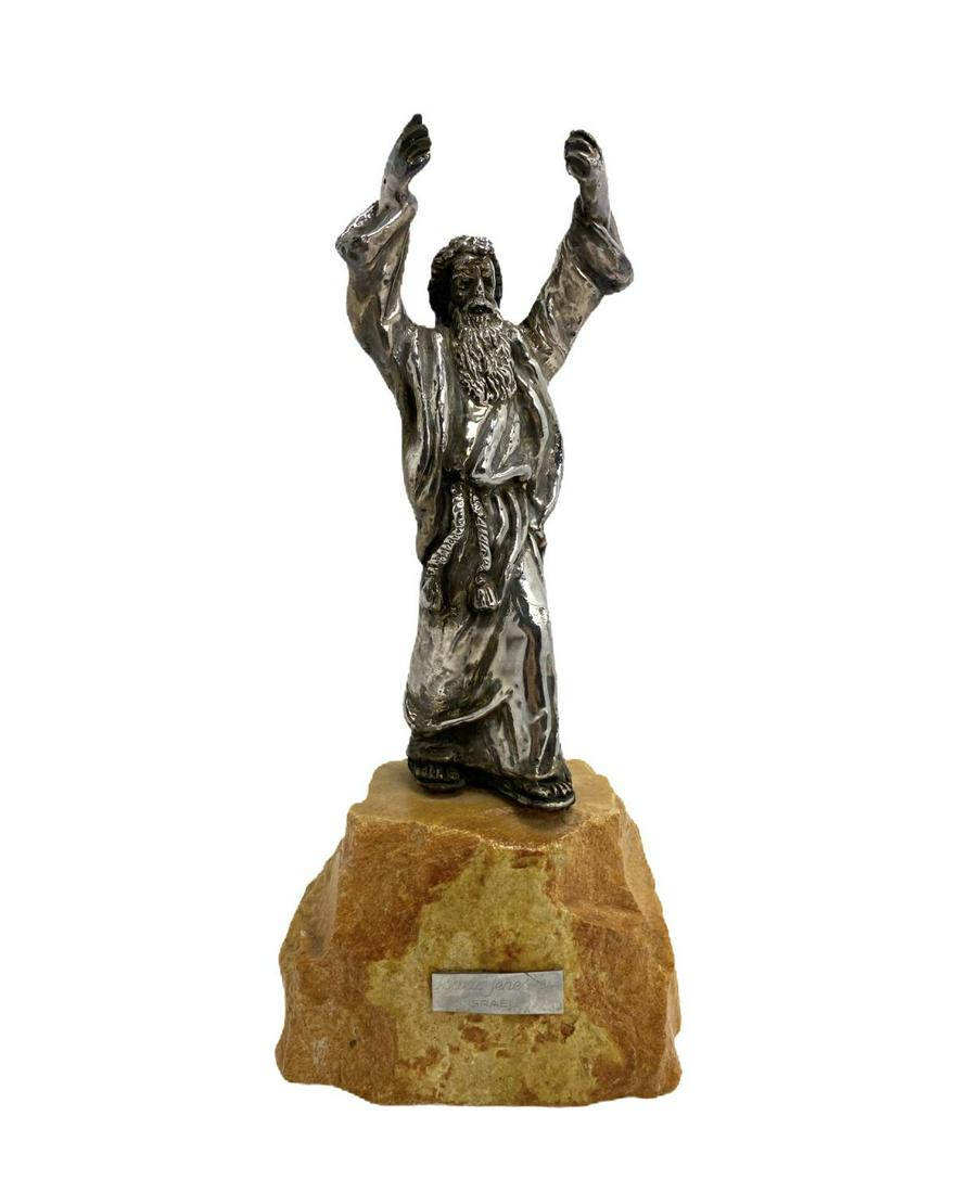 925 Sterling Silver Isaac Jeheskel of Moses Figure: 925 Sterling Silver Isaac Jeheskel of Moses Figure measures 7", measures 10 7/8" with base
