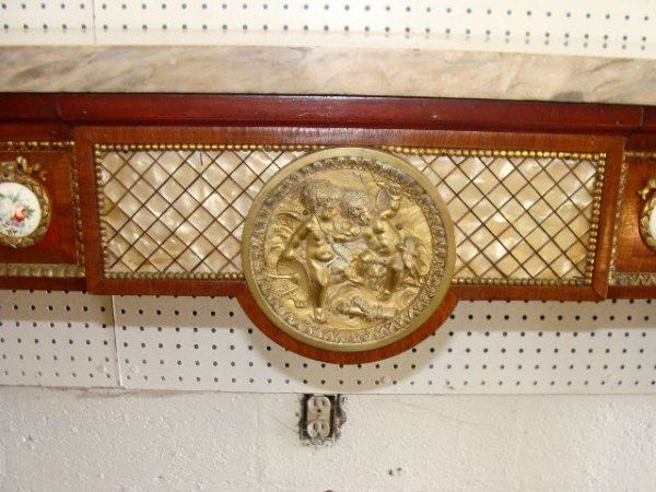 FRENCH BRONZE- PORCELAIN INLAID MARBLE TOP CONSOLE - 4