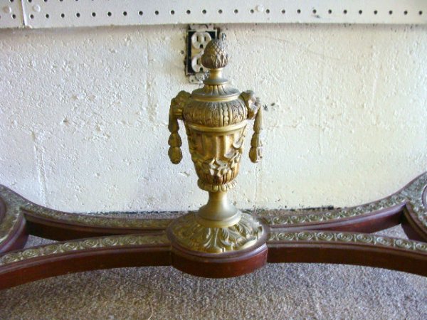 FRENCH BRONZE- PORCELAIN INLAID MARBLE TOP CONSOLE - 7