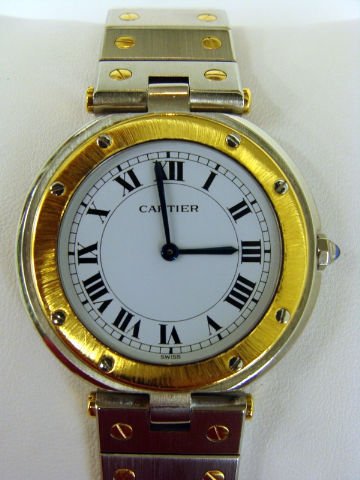 ORIGINAL MENS CARTIER STEEL & GOLD SANTOS WATCH - 2