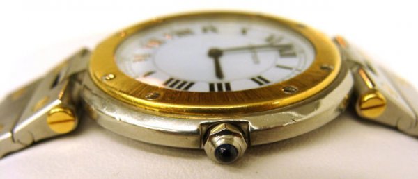 ORIGINAL MENS CARTIER STEEL & GOLD SANTOS WATCH - 3