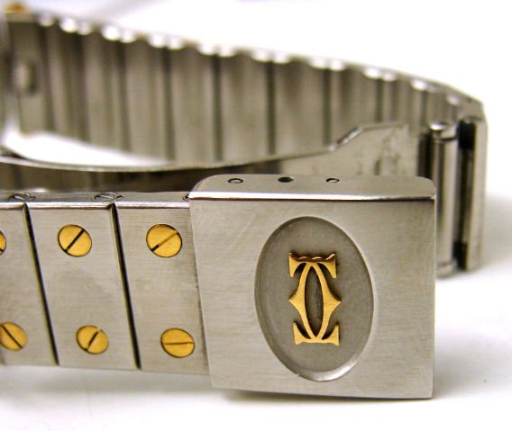 ORIGINAL MENS CARTIER STEEL & GOLD SANTOS WATCH - 4