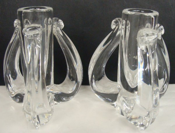 PAIR OF STEUBEN CRYSTAL CANDLESTICKS HOLDERS