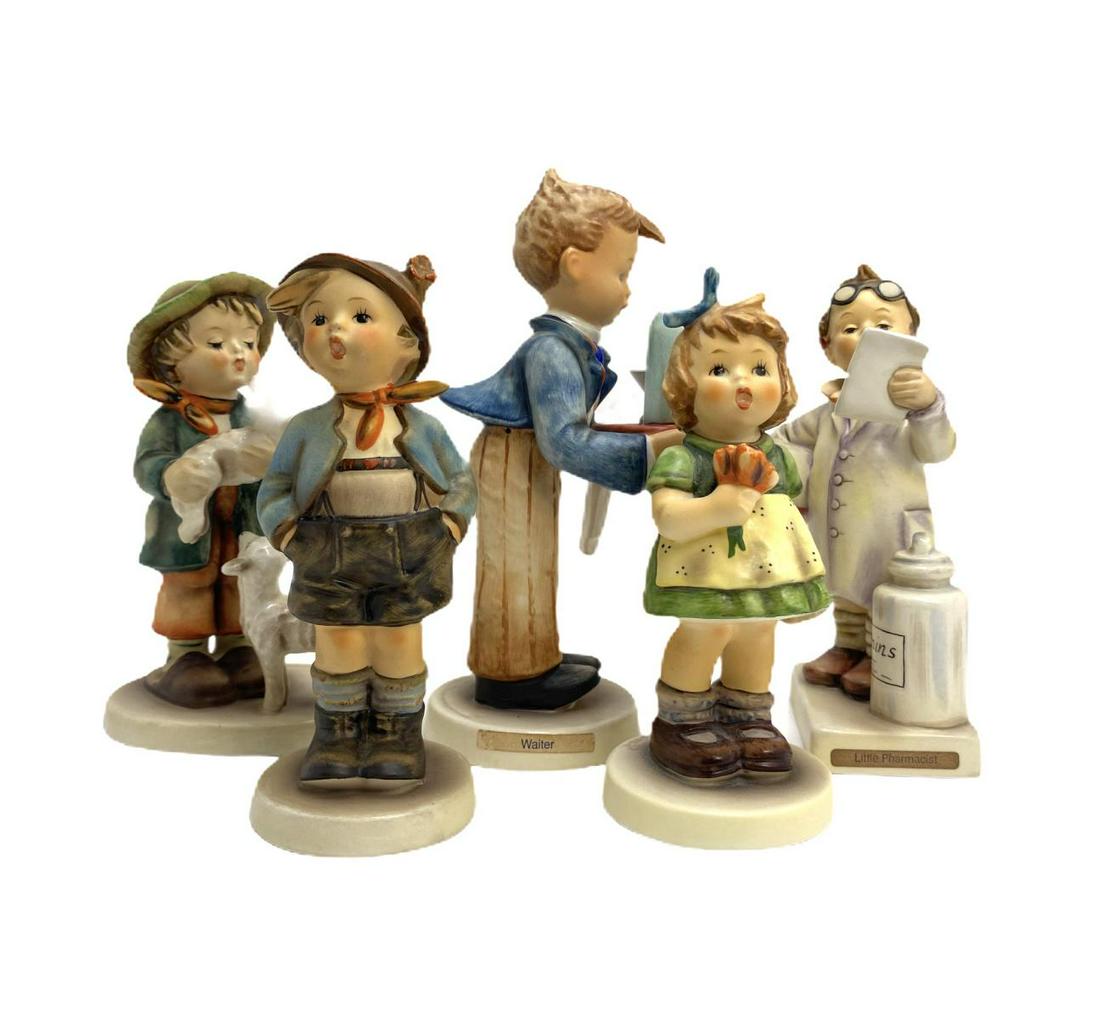 Five Goebel Hummels Porcelain Figurines: Five Goebel Hummels Porcelain Figurines measures 6" H-6 1/2" H