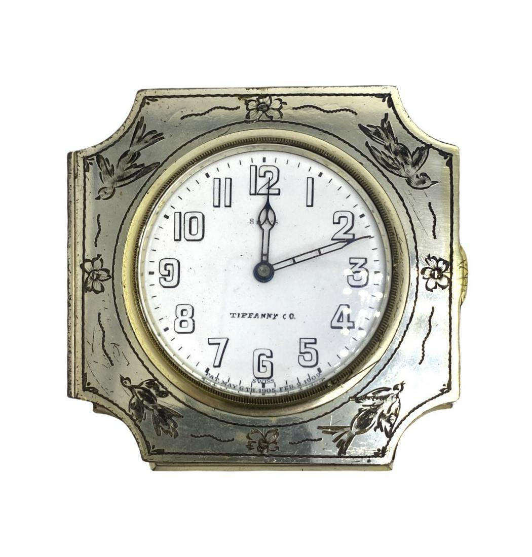 Rare Tiffany and Co Sterling Silver Box Desk Clock: Rare Tiffany and Co Sterling Silver Box Desk Clock marked Tiffany and Co sterling D3639 measures 1 7/8" H x 3 1/8" L x 3" W, weighs 7 OZT