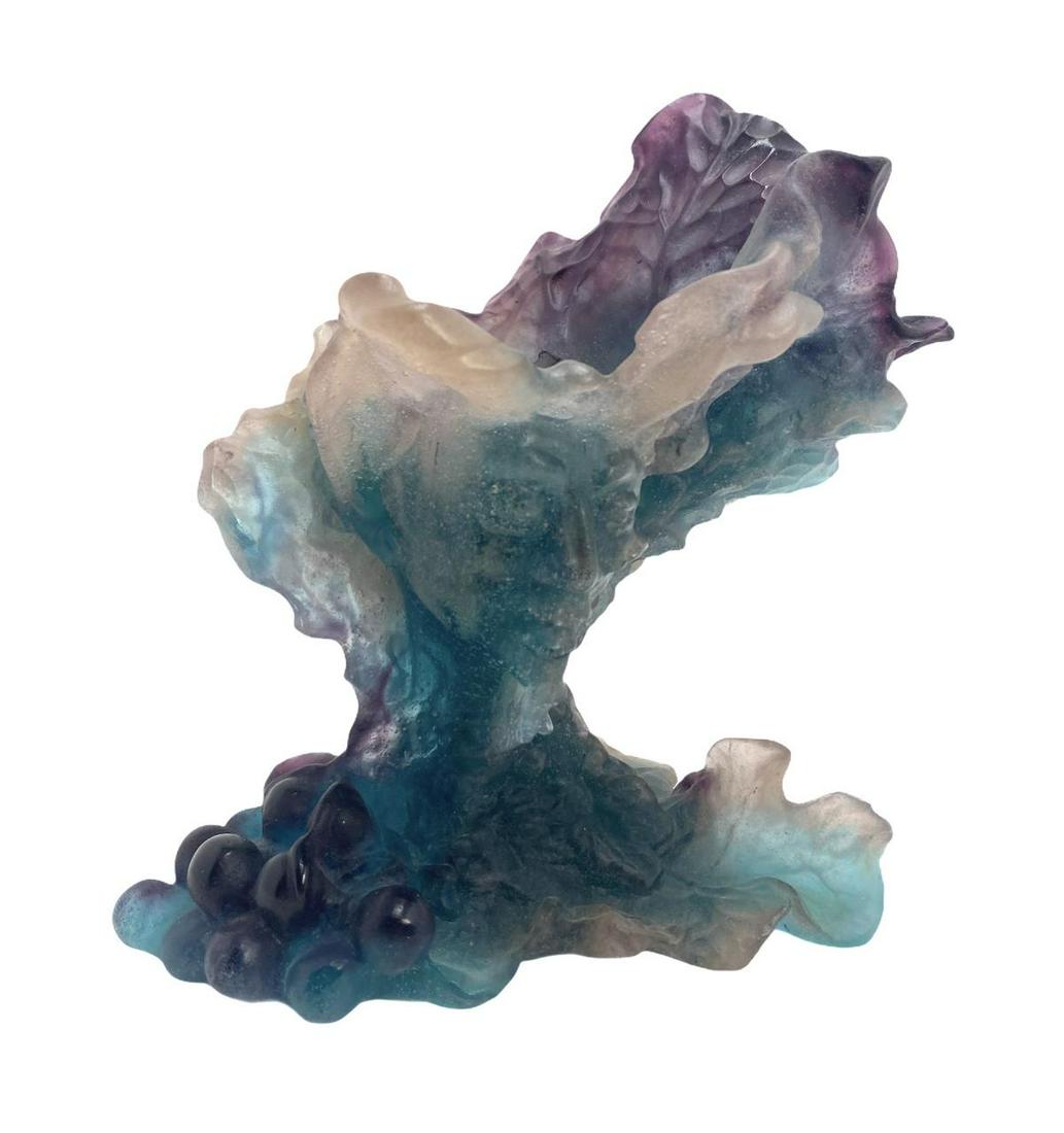 Signed Daum Pate De Verre Glass Bacchus Vase: Signed Daum Pate De Verre Glass Bacchus Vase Daum France measures Height: 8". Sold as is