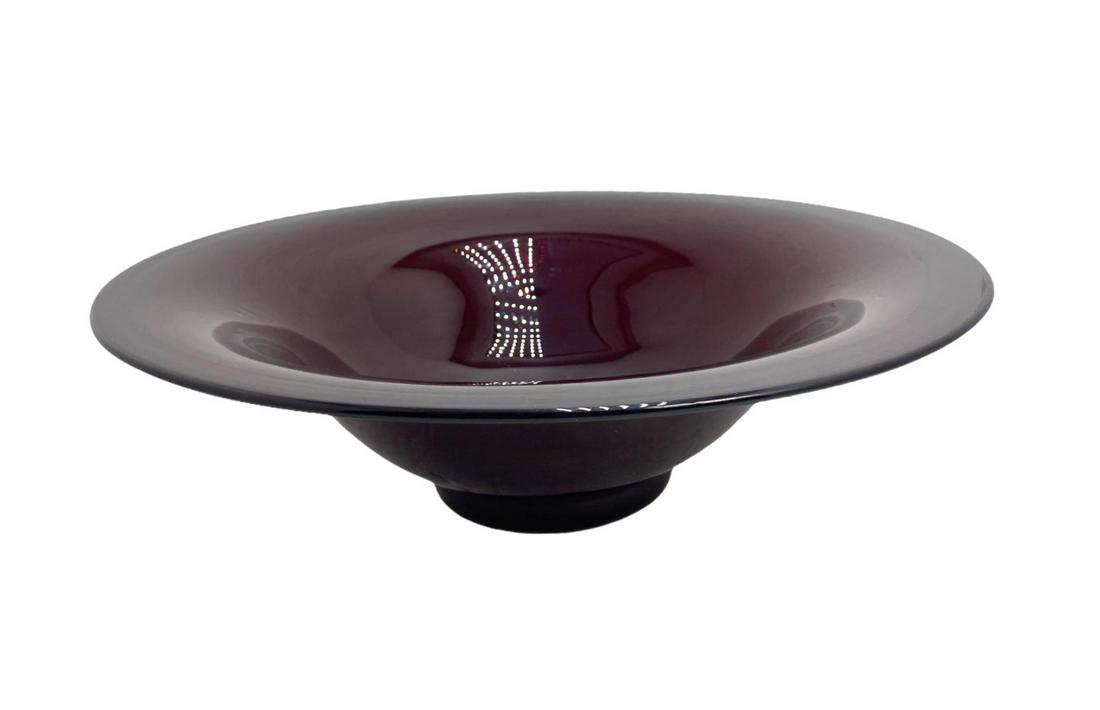 Steuben Seleniun Red Art Glass Centerpiece Bowl: Steuben Seleniun Red Art Glass Centerpiece Bowl measures Height: 3 3/4" x Diameter: 12"