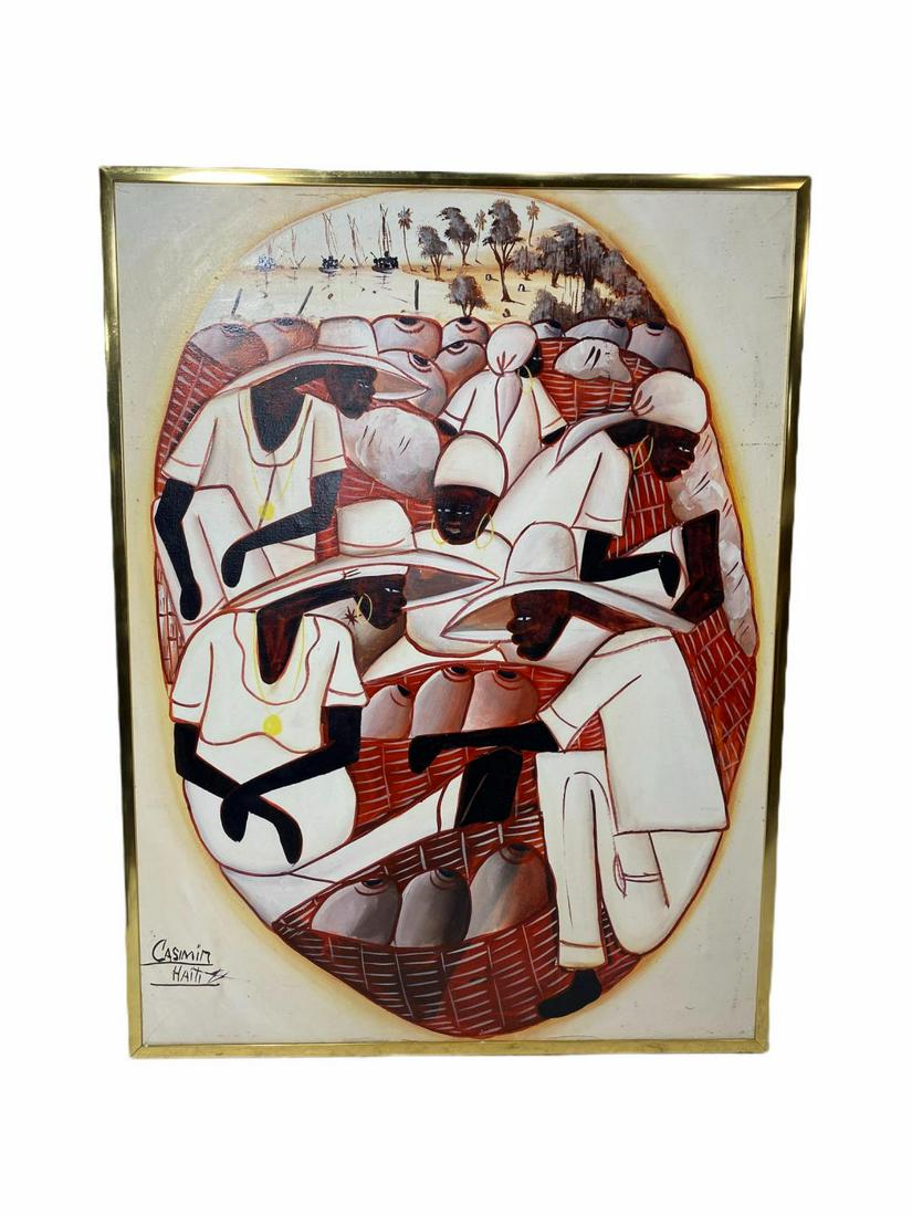 Signed Laurent Casimir Oil on Canvas Depicting A Female: Laurent Casimir (Haitian, 1928-1990) Oil on Canvas Depicting A Female signed lower left measures 38 1/2" H x 29" W, 3/4" frame