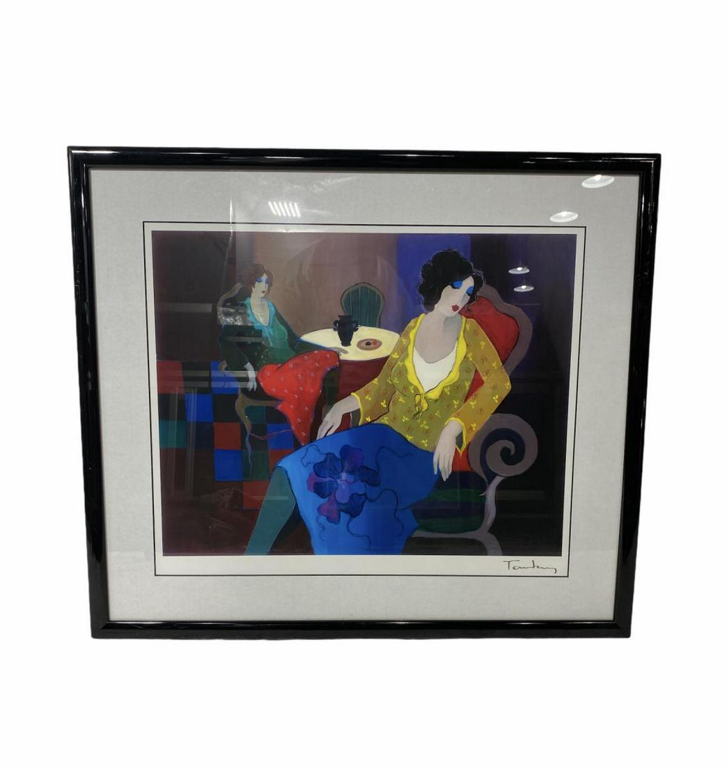 Signed Itzchal Tarkay Israeli Print in Color of Two: Itzchal Tarkay (Israeli, 1935-2012) Print in Color of Two Women signed lower right measures Height: 18" x Width: 22", 4" frame and matte
