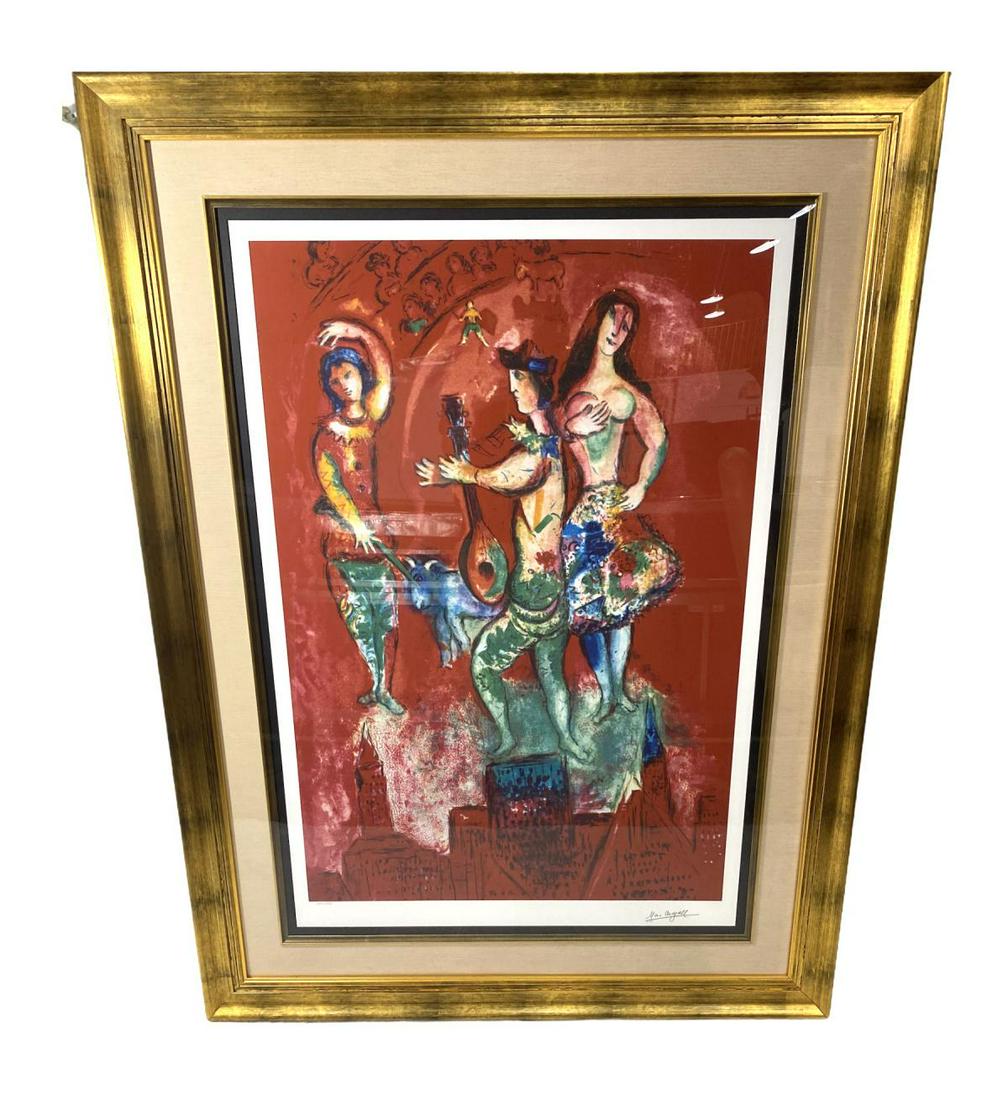 Signed Marc Chagall French Serigraph in Color Carmen: Marc Chagall (French, 1887-1985) Serigraph in Color Carmen signed and numbered 159/375 measures Height: 45" x Width: 32", 6" frame and matte with certificate of authenticity on verso