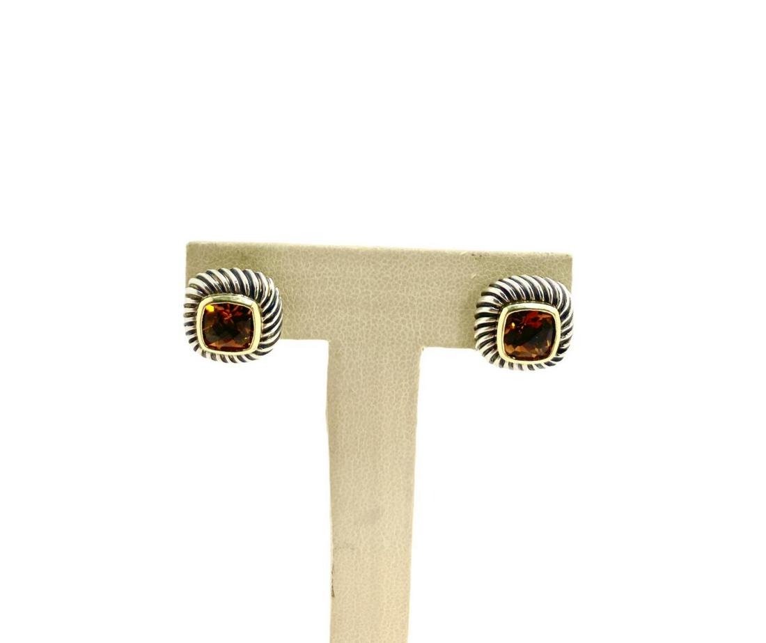 David Yurman 14kt YG, 925 Sterling Silver and Citrine: David Yurman 14kt YG, 925 Sterling Silver and Citrine Stone Pierced Earrings