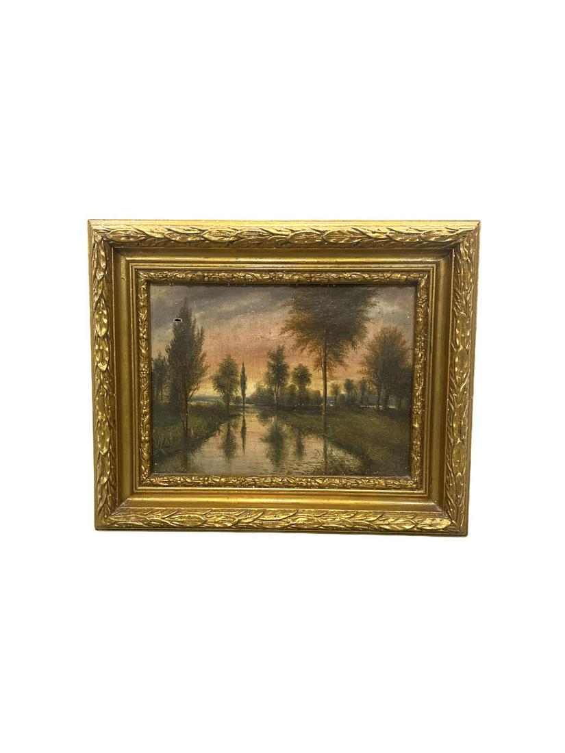 Signed James E Buttersworth Jr (American/British,: James E Buttersworth Jr (American/British, 1817-1894) Oil Painting on Canvas Landscape signed lower right measures Height: 8 1/4" x Width: 8 1/2", 2 1/2" frame. Canvas has a small hole, sold as is