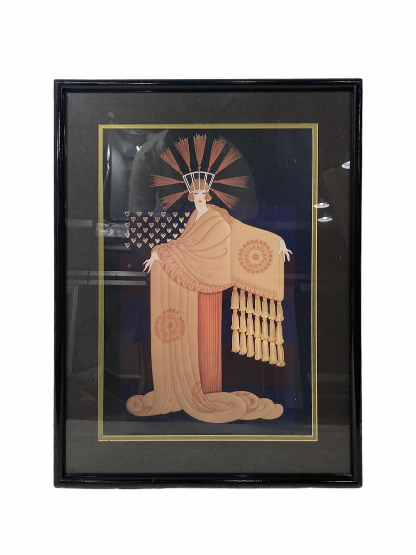 Erte Offset Lithograph Tassel Gown: Erte Offset Lithograph Tassel Gown measures Height: 19" x Width: 13", 3" frame and matte