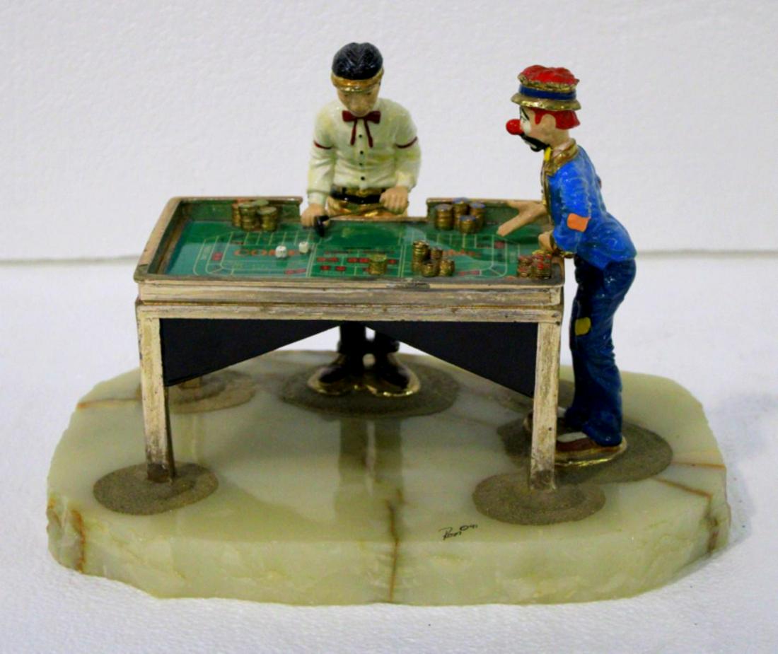 Signed Ron Lee Craps Table Gambling Large Sculpture: Signed Ron Lee Craps Table Gambling Large Sculpture measures 9" x 12" x 9"