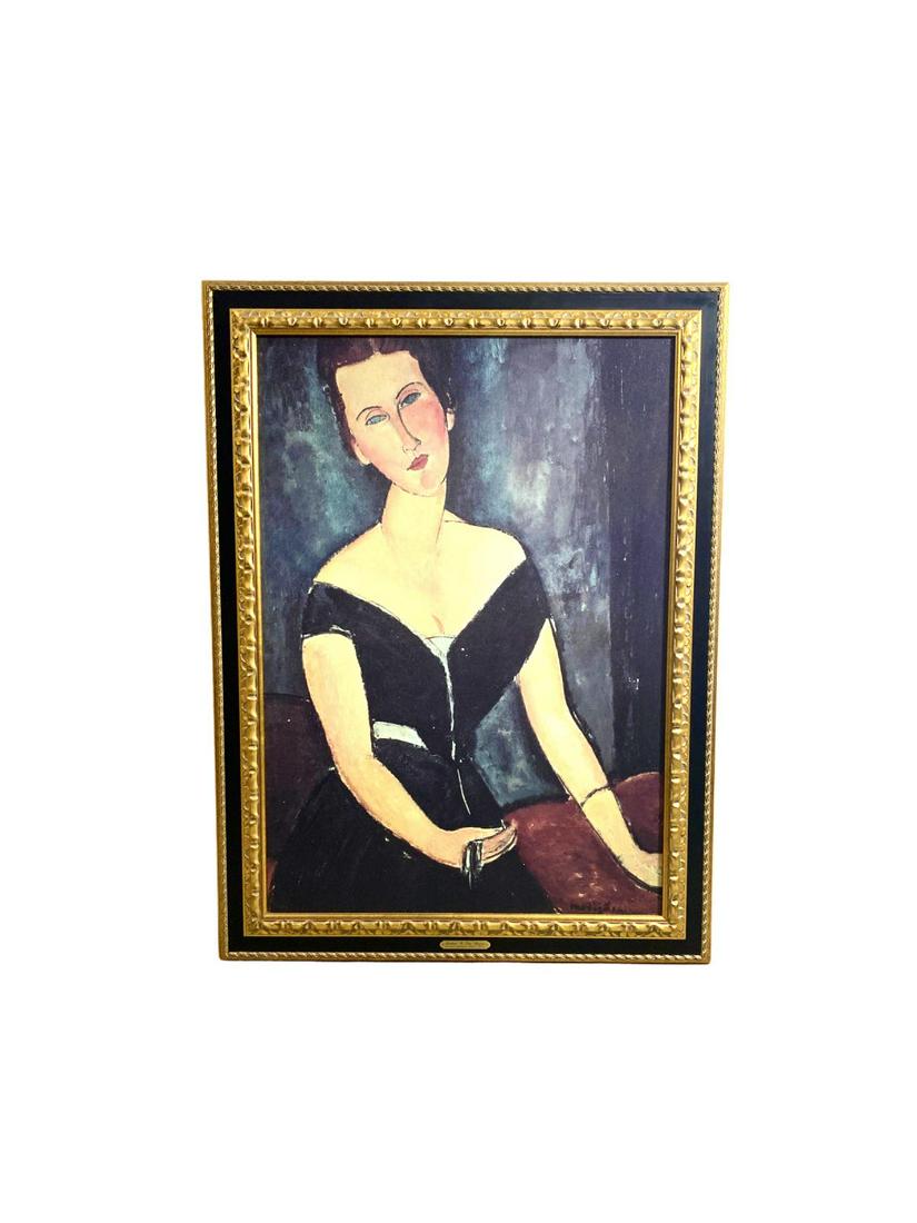 Signed Amadeo Modigliani (1884-1920) Print on Canvas: Amadeo Modigliani (1884-1920) Print on Canvas Madame G Van Muyden signed lower right Modigliani measures Height: 33" x Width: 23", 3" frame
