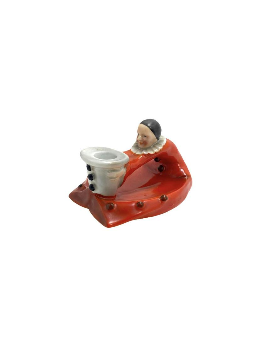Royal Bayreuth Deponient Porcelain Clown Figural: Royal Bayreuth Deponient Porcelain Clown Figural Candleholder measures Height: 4" x Width: 6"