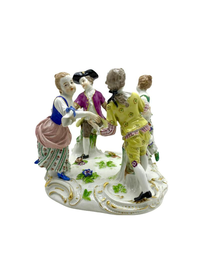 Meissen Porcelain Figural Group of Four Children: Meissen Porcelain Figural Group of Four Children Dancing in a Ring Blue Crossed Sword Mark underglaze stamped 92 incised 2728 measures Height: 6" x Diameter: 6 3/4"