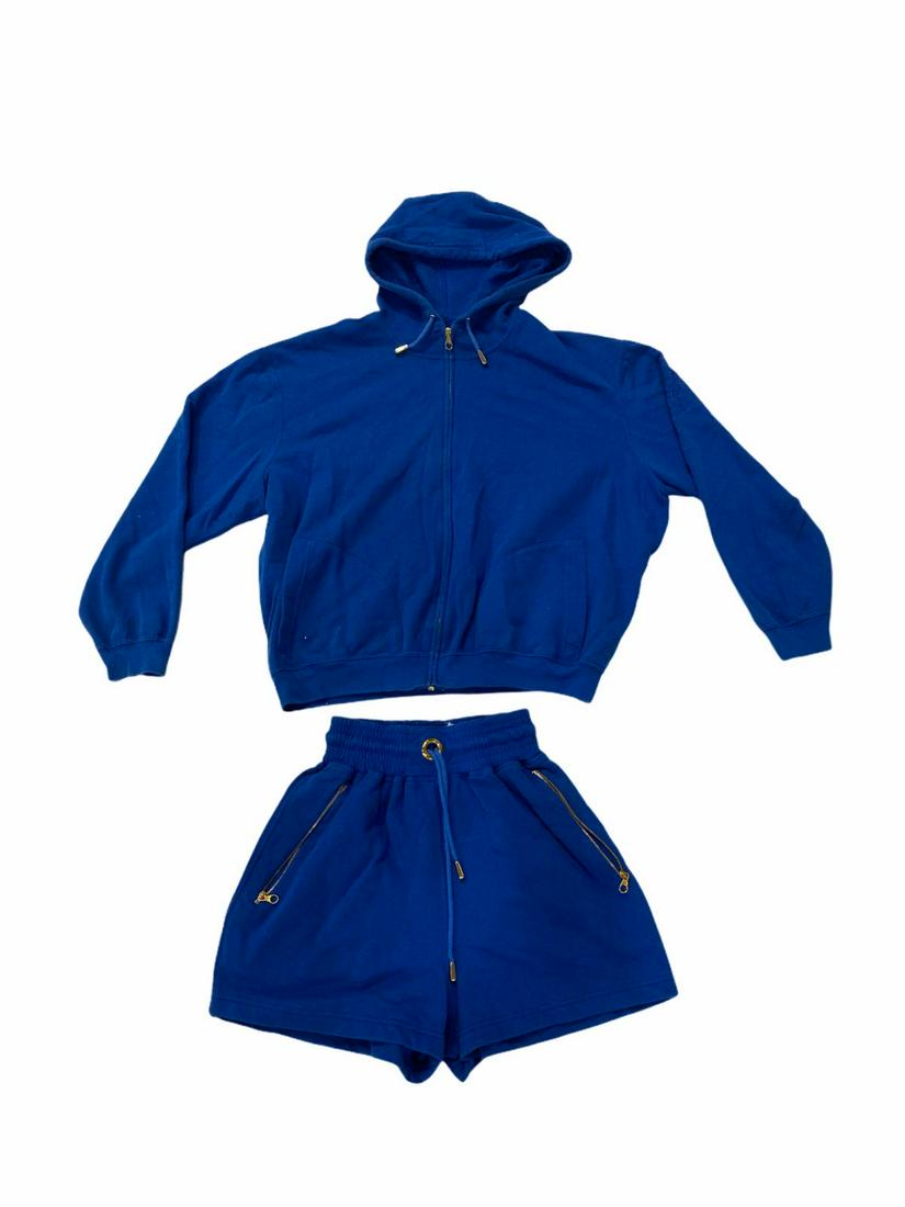 Hermes Matching Jogging Set: Hermes Matching Jogging Set. Matching turquoise terry cloth jacket and shorts size small