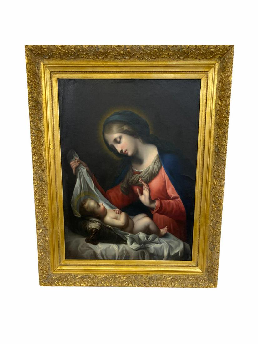 After Carlo Dolci (Italian, 1616-1687) The Madonna of: After Carlo Dolci (Italian, 1616-1687) The Madonna of The Veil Oil Painting on Canvas measures Height: 38" x Width: 29", 6" frame