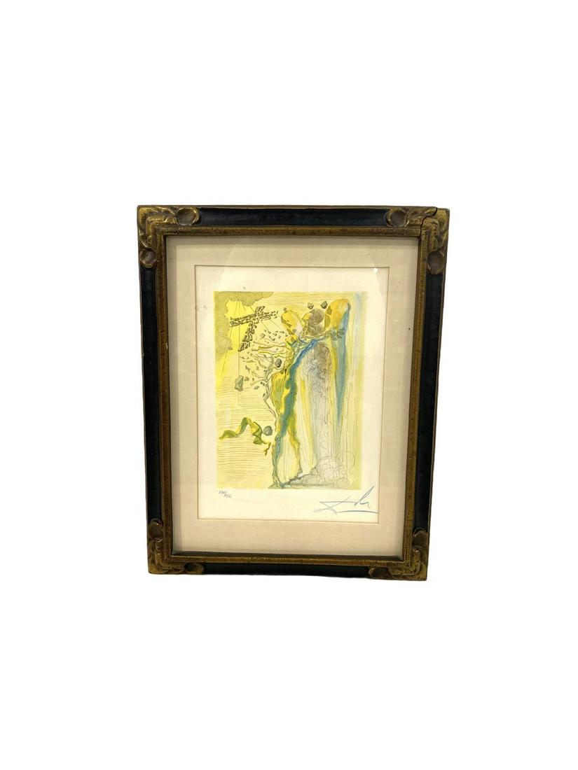 Signed Salvador Dali (Spanish, 1904-1989) Woodcut in: Signed Salvador Dali (Spanish, 1904-1989) Woodcut in Color Paradise Canto Dante from the Divine Comedy signed and numbered 135/150 measures Height: 12" x Width: 9", 3" frame and matte