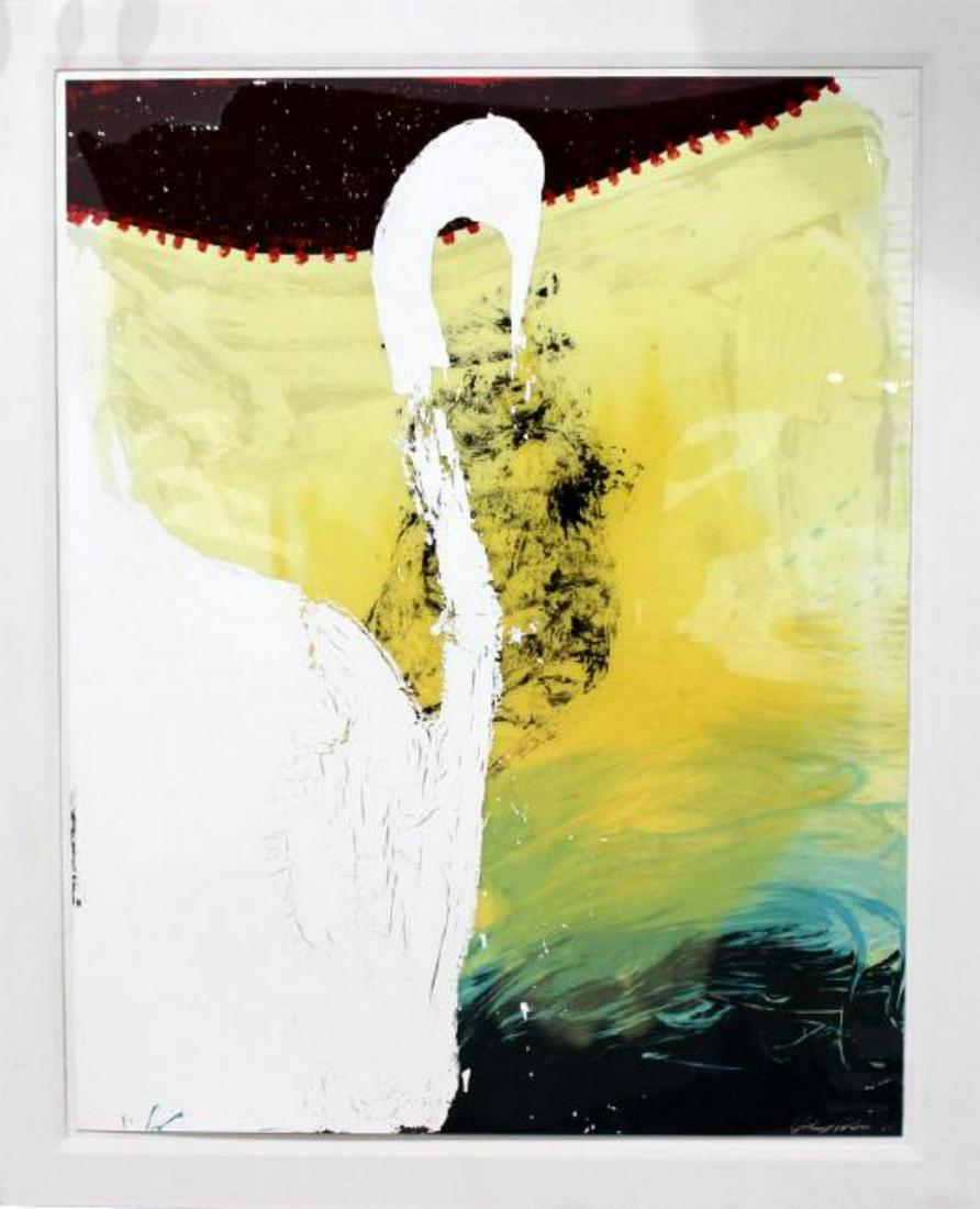 Signed Julian Schnabel "Bill (After a Short Silence: Julian Schnabel "Bill (After a Short Silence Then)" Hand painted 18 Color Screen-print Poured Resin. Hand signed & numbered 1998. Measures - 5.9' ft. h x 4.9' ft. w.