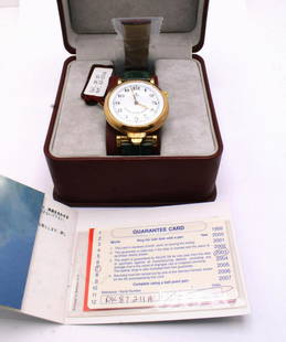 Kelek Men's Five Minute Repeater: Kelek Men's Five Minute Repeater. Large yellow gold plated round style case with expostion back to view movement and dark green alligator strap includes guarantee card and original box