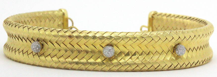 Henry Dunay 18kt YG and 0.60ct Diamond Weave Choker: Henry Dunay 18kt YG and 0.60ct Diamond Weave Choker Necklace measures 14 1/2" 74.6dwt/116.01g