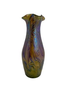 Rare Loetz Art Glass Iridescent Vase: Rare Loetz Art Glass Iridescent Vase measures 10 3/4" High