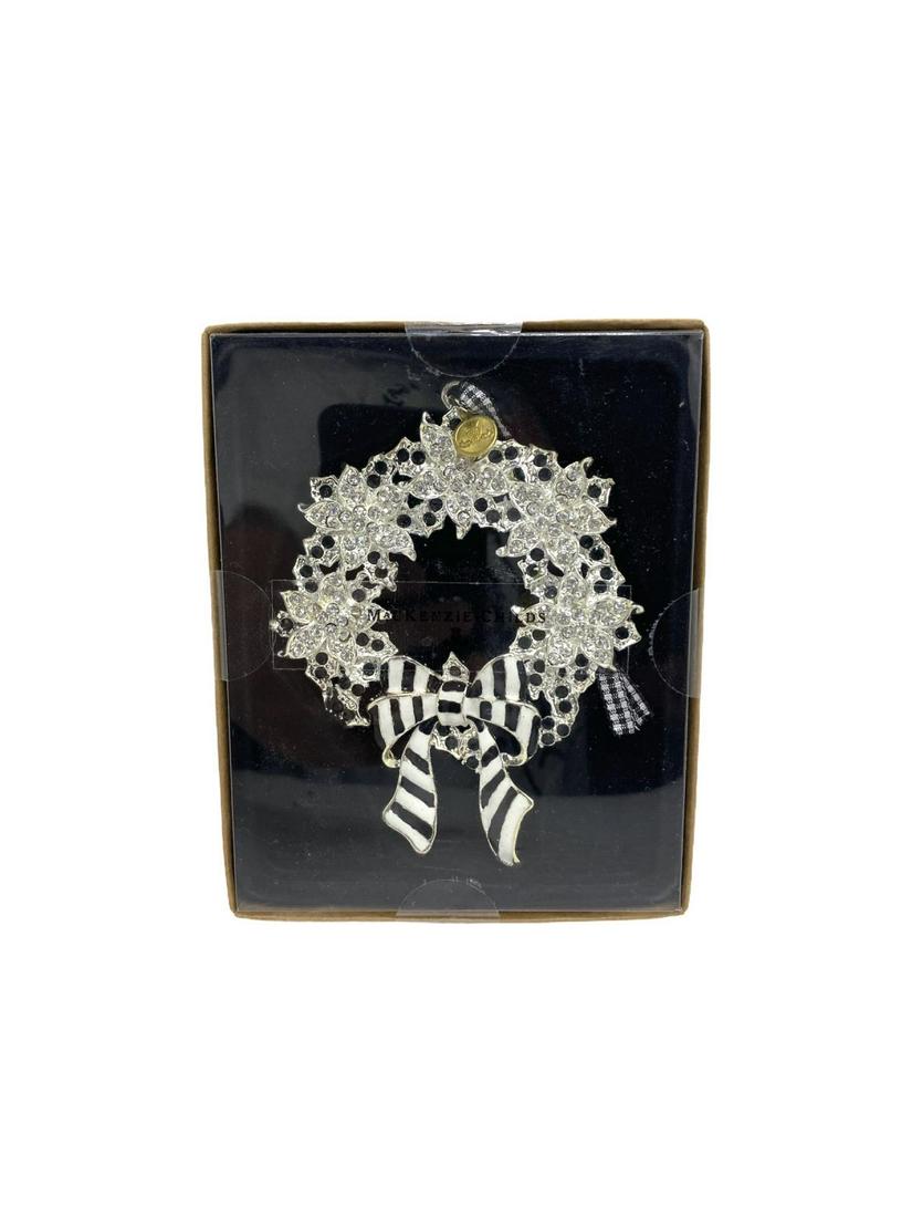 Mackenzie Childs Silent Night Wreath Ornaments in Box: Mackenzie Childs Silent Night Wreath Ornaments in Box