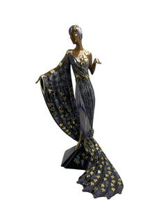Signed Erte Romain De Tirtoff (Russian/French,: Signed Erte Romain De Tirtoff (Russian/French, 1892-1990) Cold Painted Bronze Sculpture L'amour du Vin 1990 Cold Painted and Partial Gilt Bronze edition 19/400 signed Erte 1990 sevenarts LTD London