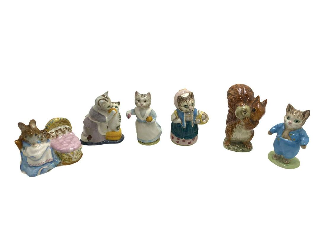 Lot of Six Beatrix Potter Beswick Porcelain Figurines: Lot of Six Beatrix Potter Beswick Porcelain Figurines. Tallest measures Height: 3 3/4"