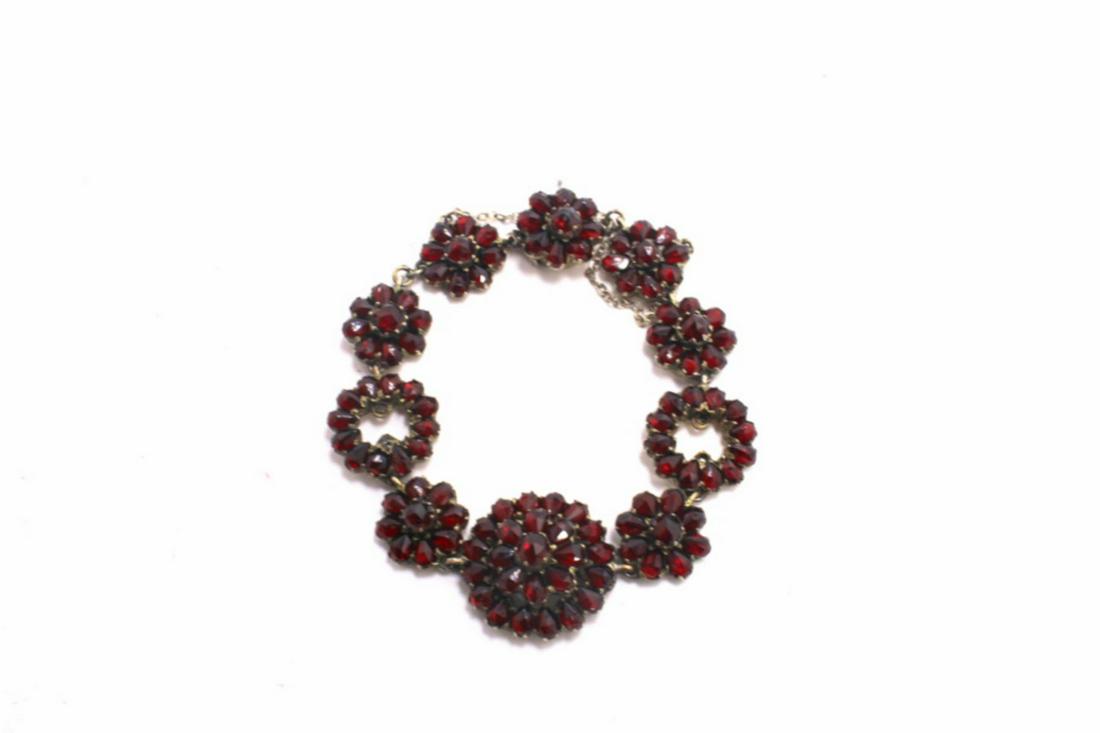 Victorian Sterling Silver and Garnet Bracelet: Victorian Sterling Silver and Garnet Bracelet 12.4dwt/19.28g. Please note items being started at 35% of original price purchased over 25 years ago