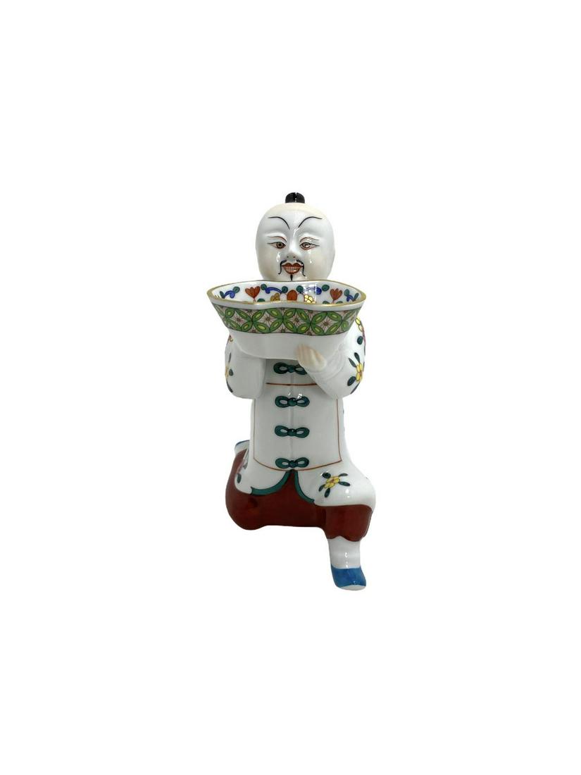 Herend Hungary Hand Painted Porcelain Chinese Kneeling: Herend Hungary Hand Painted Porcelain Chinese Kneeling Man Salt Cellar Figure measures Height: 6 1/2"