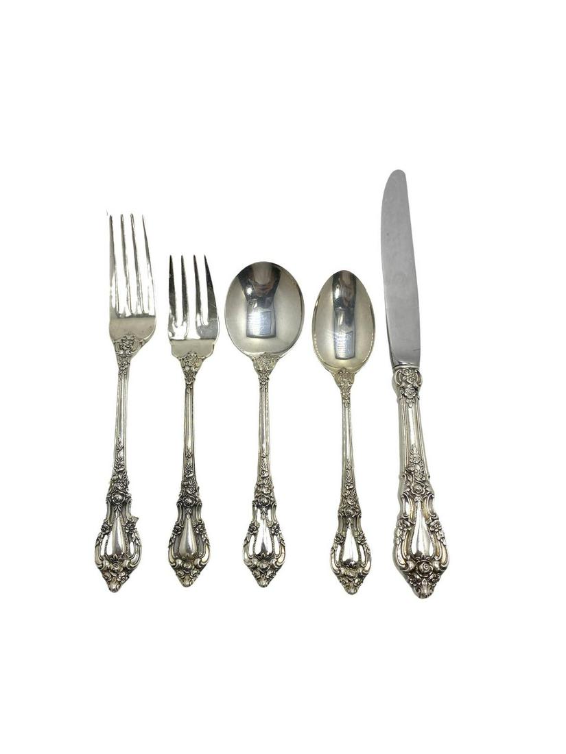Lunt Eloquence Sterling Silver Flatware Set of 65 Pcs: Lunt Eloquence Sterling Silver Flatware Set of 65 Pcs includes 12 dinner knives, 12 dinner forks, 12 salad forks, 11 soup spoons and 18 teaspoons weighs 86 OZT
