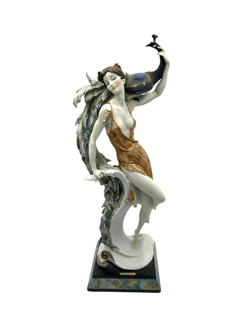 Giuseppe Armani Florence Sculpture Vanity Lady with: Giuseppe Armani Florence Sculpture Vanity Lady with Peacock Limited Edition 5721/10000 measures H: 195/8" x D: 6" x W: 6"